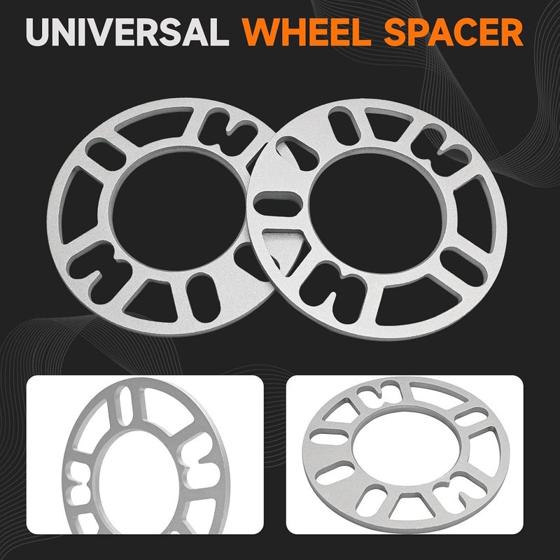 LUJIANI Store 4 Pack Universal Wheel Spacers, 0.24"(6mm) Die Cast Replacement Aluminum Spacer for 4 & 5 Lugs Wheels/Rims, Fits 98 to 120mm Multiple Bolts Pattern, 4x100, 4x108, 4x110, 5x114.3, 5x4.5, 5x120 - Image 4